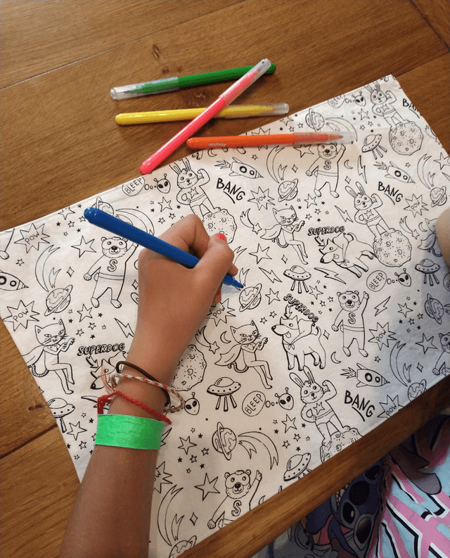 Set de table à colorier lavable  👧👦🖍💦