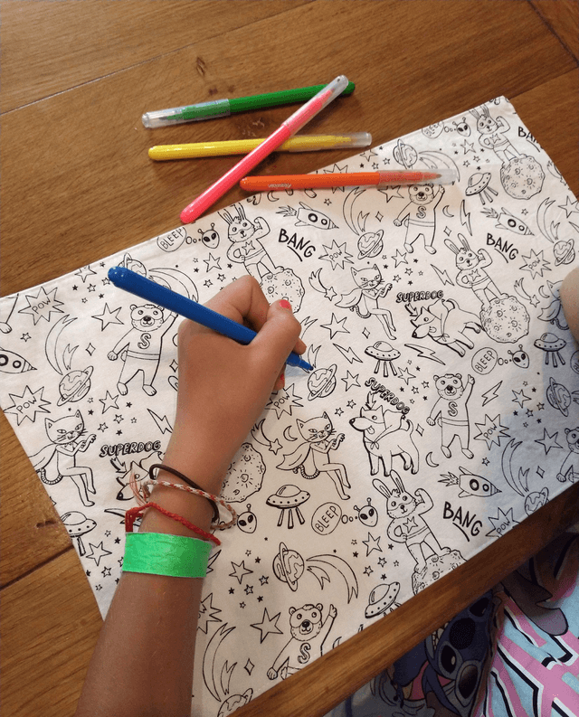 Set de table à colorier lavable  👧👦🖍💦